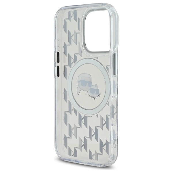 Etui Karl Lagerfeld IML Monogram Karl & Choupette Head MagSafe na iPhone 16 Pro - przezroczyste