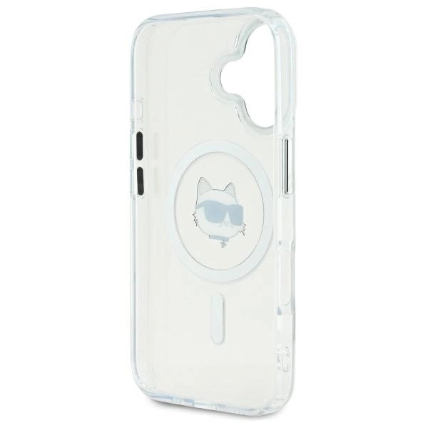 Etui Karl Lagerfeld IML Metal Choupette Head MagSafe na iPhone 16 Plus - białye