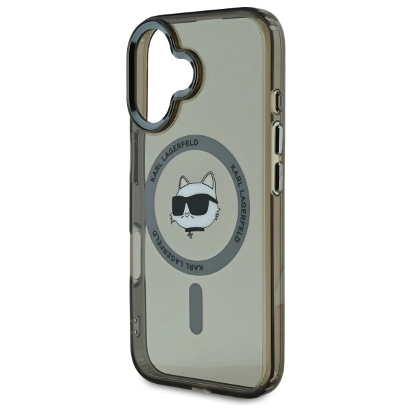 Etui Karl Lagerfeld IML Metal Choupette Head MagSafe na iPhone 16 Plus - czarne
