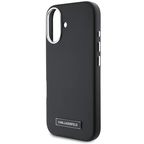 Etui Karl Lagerfeld FW Metal Plate MagSafe na iPhone 16 Plus - czarne