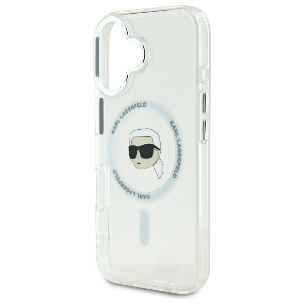 Etui Karl Lagerfeld IML Metal Karl Head MagSafe na iPhone 16 - białe