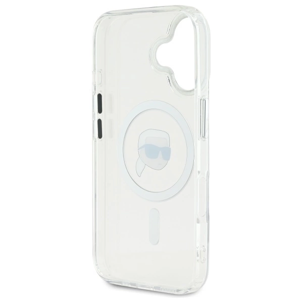 Etui Karl Lagerfeld IML Metal Karl Head MagSafe na iPhone 16 - białe