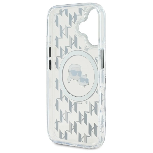Etui Karl Lagerfeld IML Monogram Karl & Choupette Head MagSafe na iPhone 16 - przezroczyste