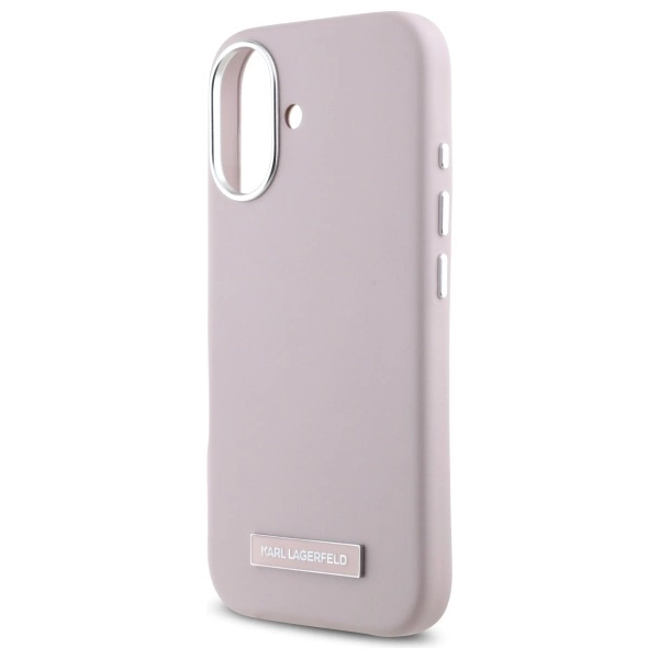 Etui Karl Lagerfeld FW Metal Plate MagSafe na iPhone 16 - różowe