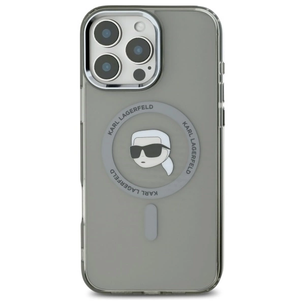 Etui Karl Lagerfeld IML Metal Karl Head MagSafe na iPhone 16 Pro Max - czarne