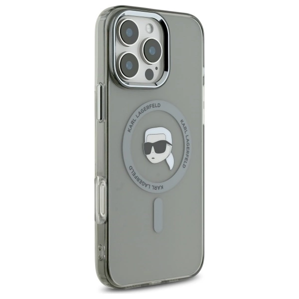 Etui Karl Lagerfeld IML Metal Karl Head MagSafe na iPhone 16 Pro Max - czarne