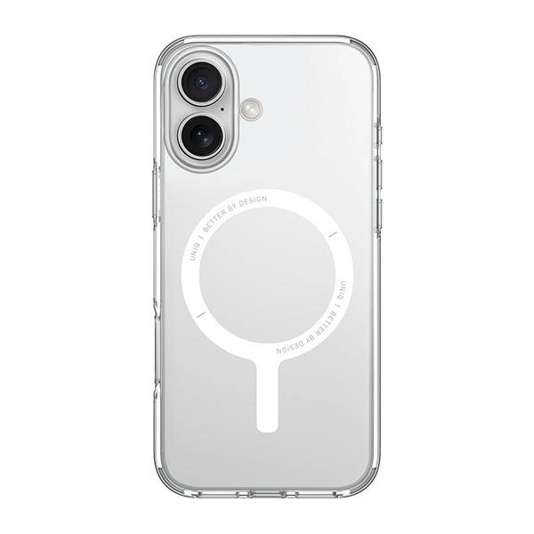 Etui UNIQ Clario Magclick Charging z MagSafe na iPhone 16 - przezroczyste