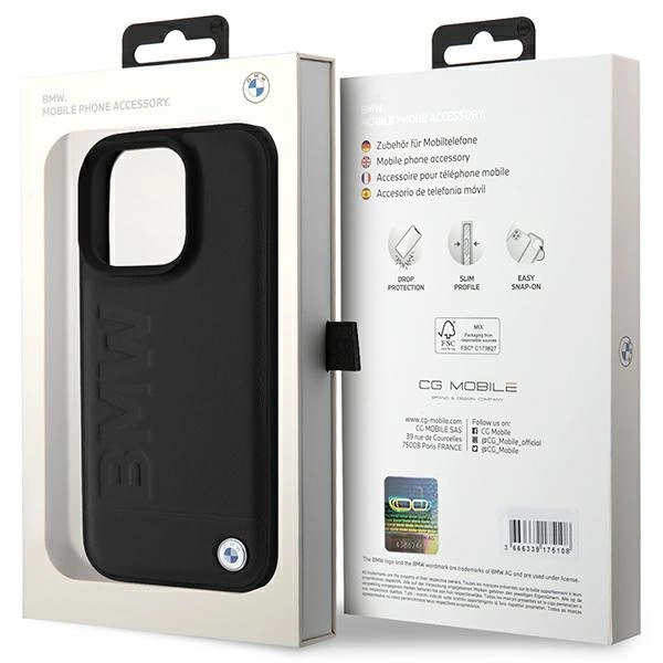 Etui BMW Leather Hot Stamp na iPhone 16 Pro - czarne