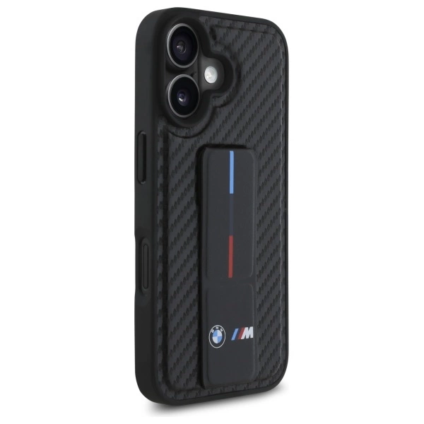 Etui BMW M Grip Stand Smooth and Carbon na iPhone 16 - czarne