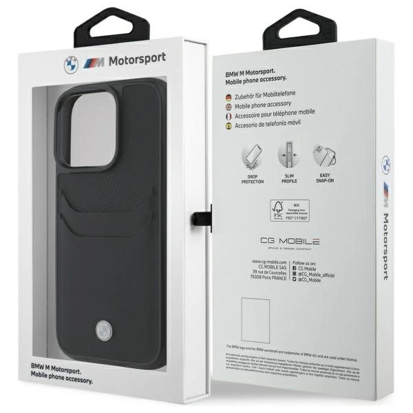 Etui BMW Sign Leather Cardslot na iPhone 16 Pro Max - czarne