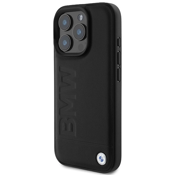 Etui BMW Leather Hot Stamp MagSafe na iPhone 16 Pro Max - czarne