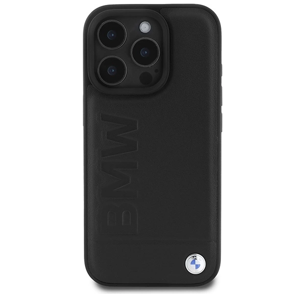 Etui BMW Leather Hot Stamp MagSafe na iPhone 16 Pro Max - czarne