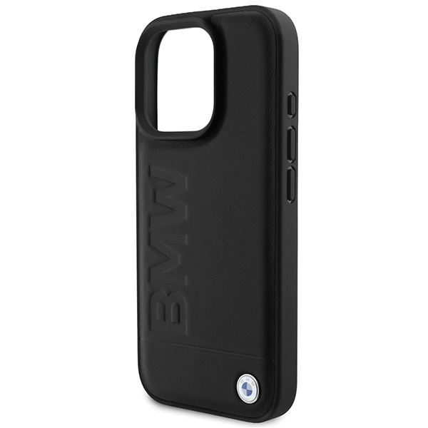 Etui BMW Leather Hot Stamp MagSafe na iPhone 16 Pro Max - czarne