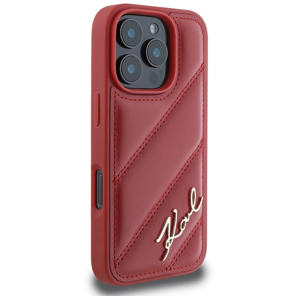 Etui Karl Lagerfeld Quilted Signature na iPhone 16 Pro - czerwone