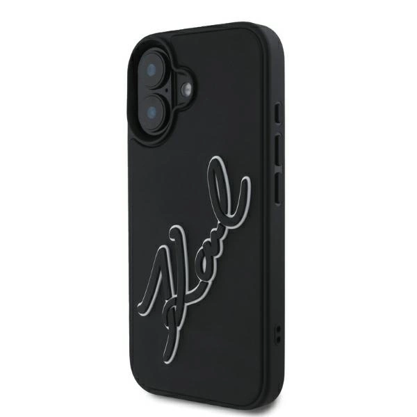 Etui Karl Lagerfeld 3D Rubber Signature na iPhone 16 - czarne