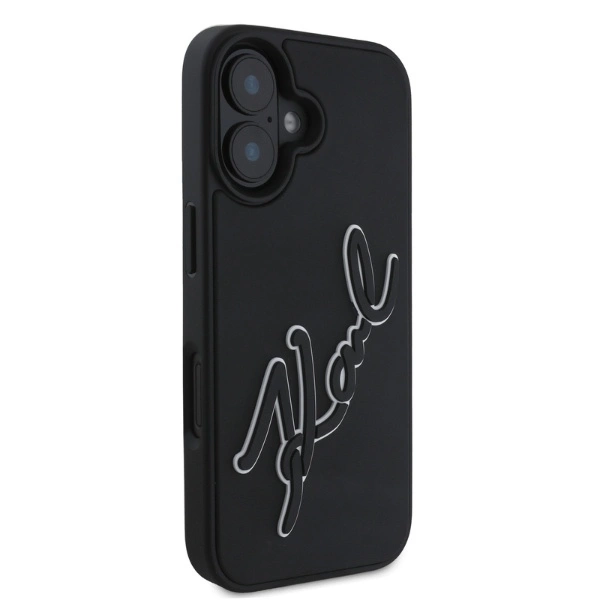 Etui Karl Lagerfeld 3D Rubber Signature na iPhone 16 - czarne