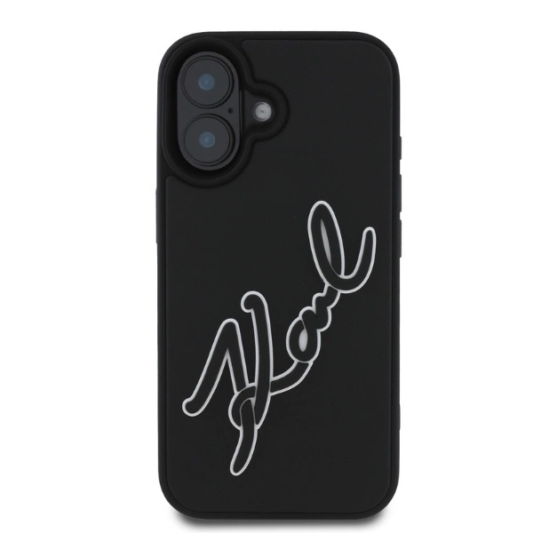 Etui Karl Lagerfeld 3D Rubber Signature na iPhone 16 - czarne
