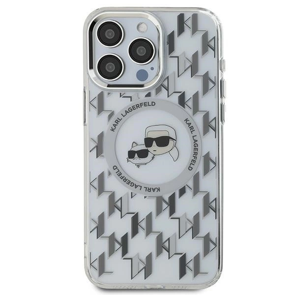 Etui Karl Lagerfeld IML Monogram Karl & Choupette Head MagSafe na iPhone 15 Pro Max - przezroczyste