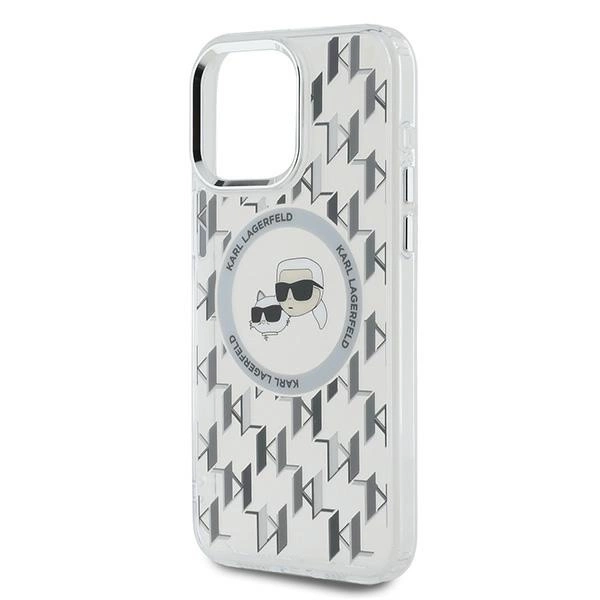 Etui Karl Lagerfeld IML Monogram Karl & Choupette Head MagSafe na iPhone 15 Pro Max - przezroczyste