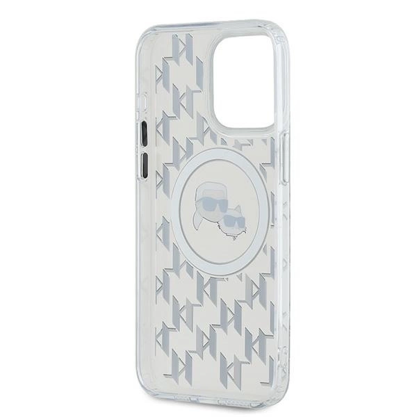 Etui Karl Lagerfeld IML Monogram Karl & Choupette Head MagSafe na iPhone 15 Pro Max - przezroczyste