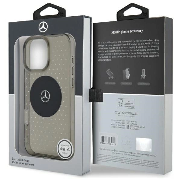 Etui Mercedes MB Case Star Pattern na iPhone 16 Pro - czarne
