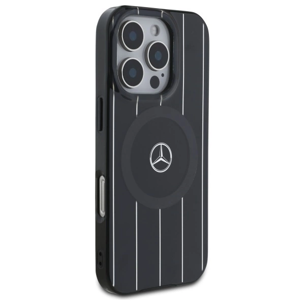 Etui Mercedes MB Double Layer Crossed Lines MagSafe na iPhone 16 Pro - czarne