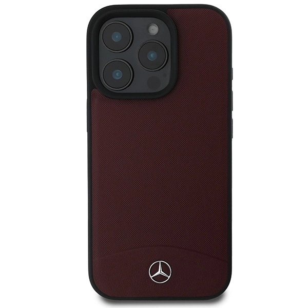 Etui Mercedes Textured And Plain Leather MagSafe na iPhone 16 Pro - czerwone