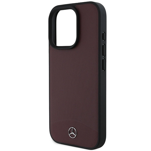 Etui Mercedes Textured And Plain Leather MagSafe na iPhone 16 Pro - czerwone