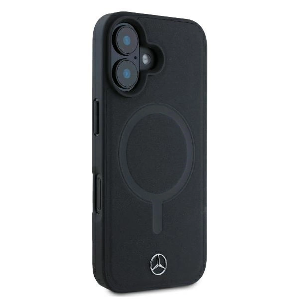 Etui Mercedes Smooth Leather MagSafe na iPhone 16 Plus - czarne