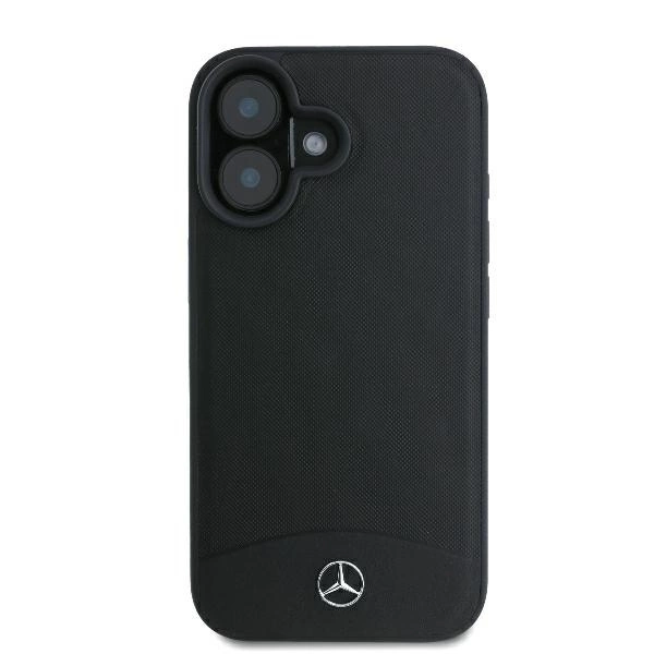 Etui Mercedes Textured And Plain Leather MagSafe na iPhone 16 - czarne