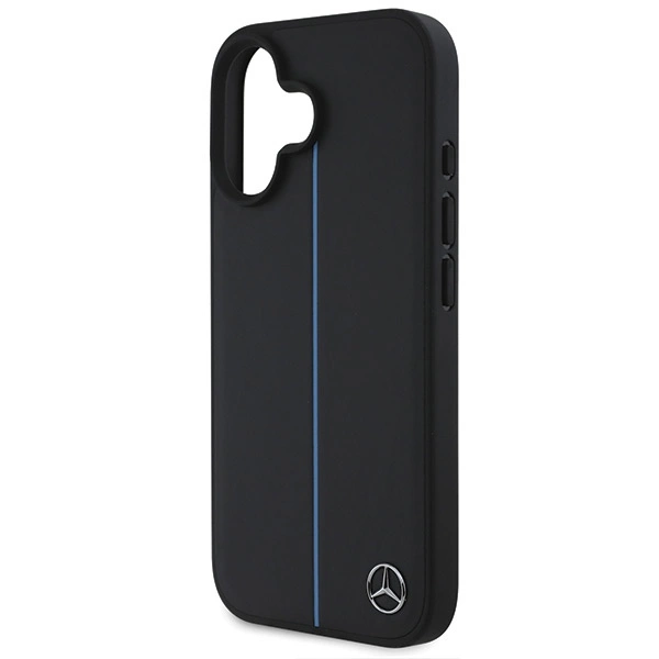 Etui Mercedes MB Blue Line Leather MagSafe na iPhone 16 - czarne