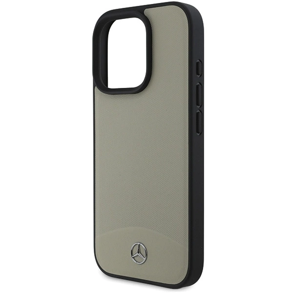 Etui Mercedes MB Textured and Plain Leather MagSafe na iPhone 16 Pro Max - beżowe