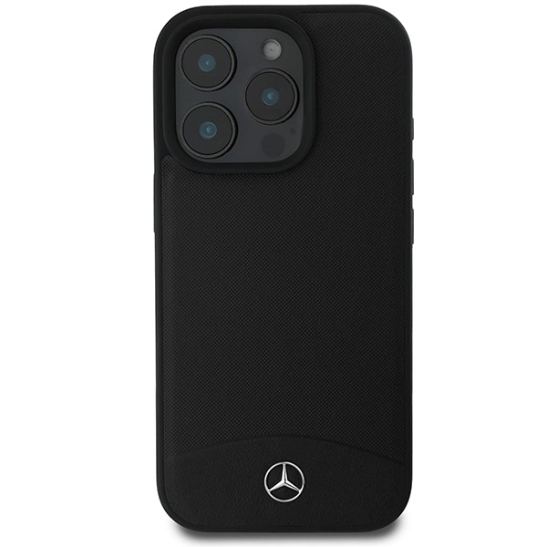 Etui Mercedes Textured And Plain Leather MagSafe na iPhone 16 Pro Max - czarne