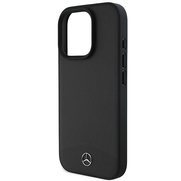 Etui Mercedes Textured And Plain Leather MagSafe na iPhone 16 Pro Max - czarne