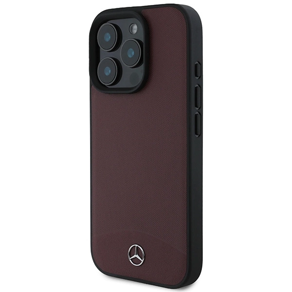 Etui Mercedes Textured And Plain Leather MagSafe na iPhone 16 Pro Max - czerwone