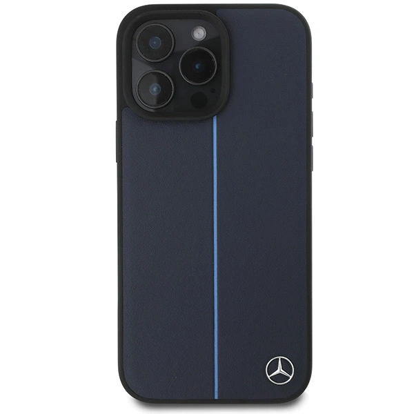 Etui Mercedes MB Blue Line Leather MagSafe na iPhone 16 Pro Max - granatowe