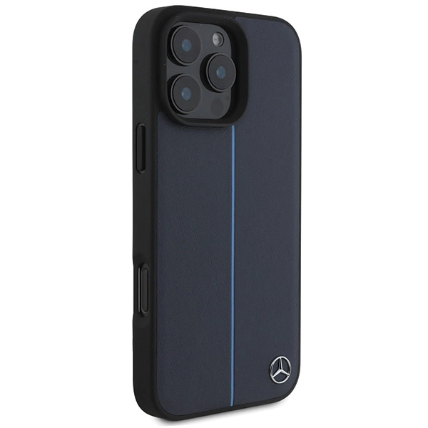 Etui Mercedes MB Blue Line Leather MagSafe na iPhone 16 Pro Max - granatowe