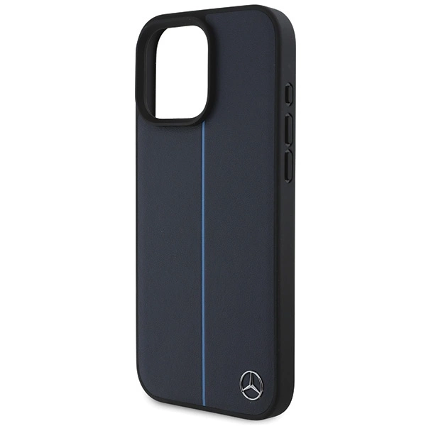 Etui Mercedes MB Blue Line Leather MagSafe na iPhone 16 Pro Max - granatowe