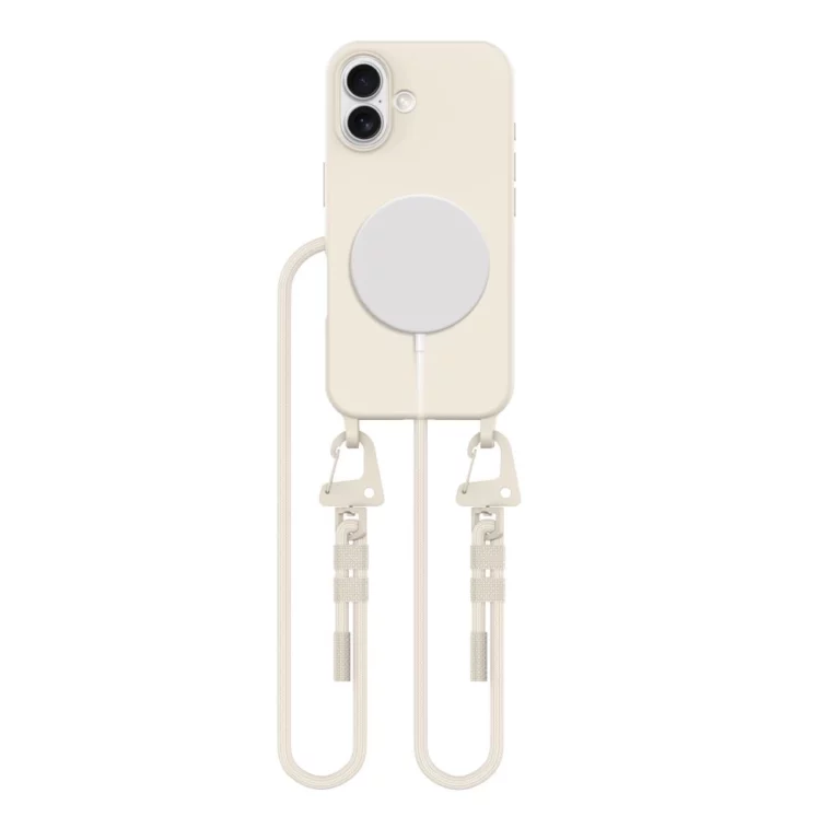 Etui Tech-Protect MagNecklace MagSafe ze smyczą na iPhone 16 - beżowe