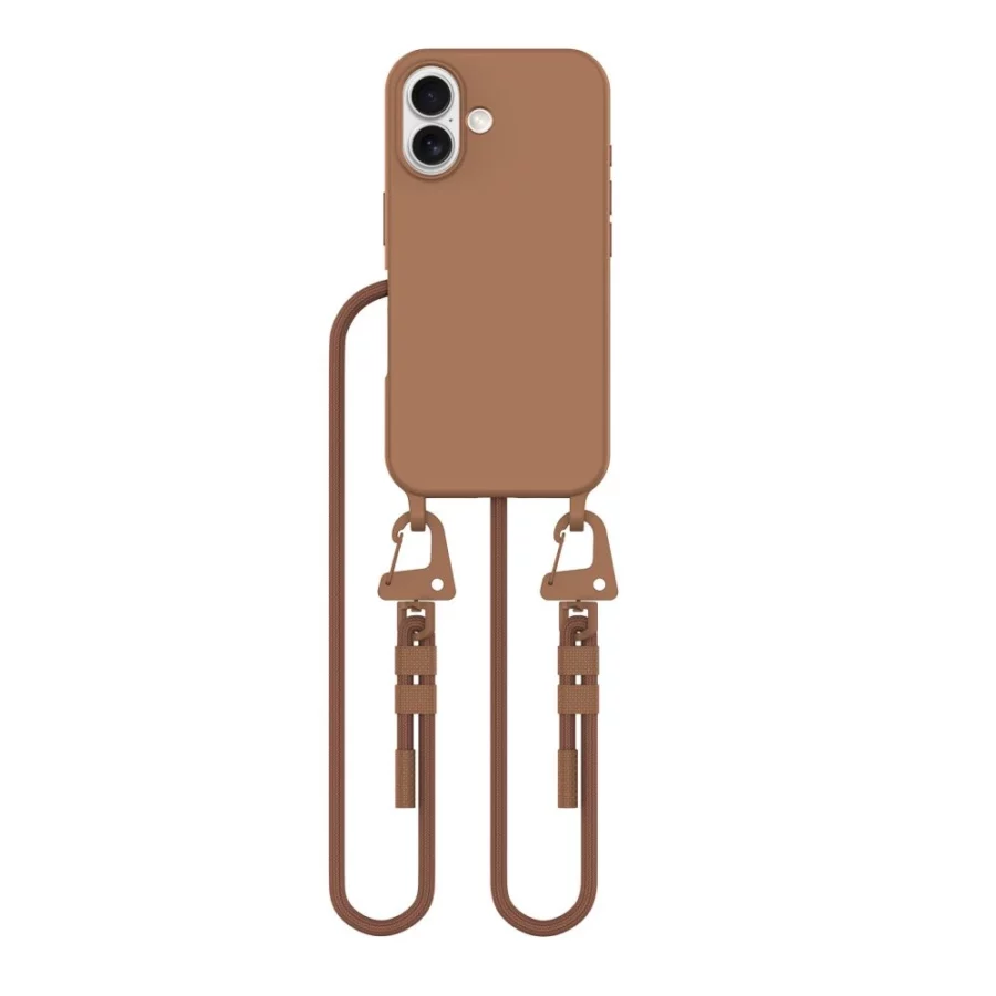Etui Tech-Protect MagNecklace MagSafe ze smyczą na iPhone 16 - brązowe