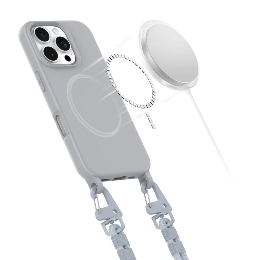 Etui Tech-Protect MagNecklace MagSafe ze smyczą na iPhone 16 Pro Max - szare