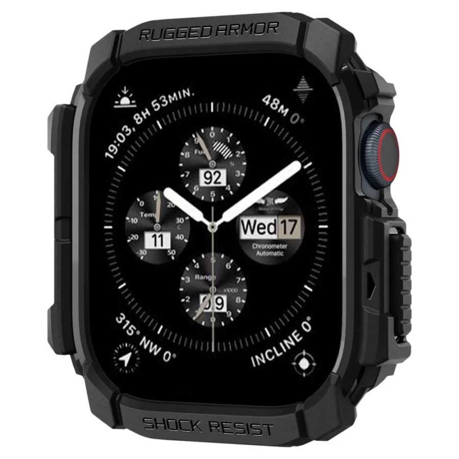 Etui Spigen Rugged Armor na Apple Watch 10 (42 mm) - czarne