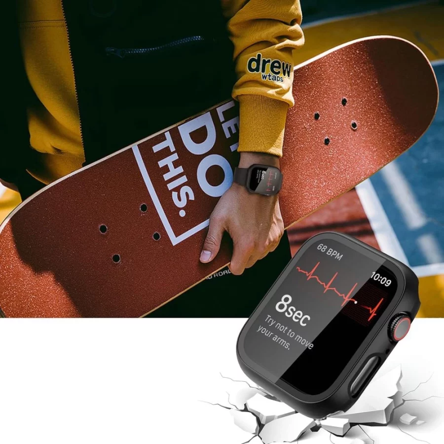 Etui ze szkłem hartowanym Tech-Protect Defense360 na Apple Watch 46 mm - czarne
