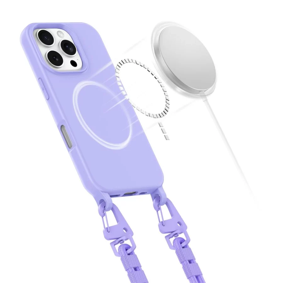 Etui Tech-Protect MagNecklace MagSafe ze smyczą na iPhone 16 Pro - fioletowe