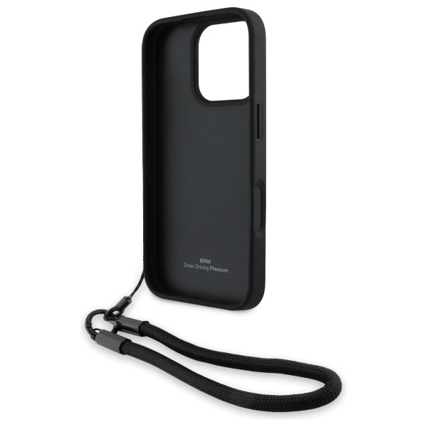 Etui BMW Signature Leather Wordmark Cord na iPhone 16 Pro - czarne
