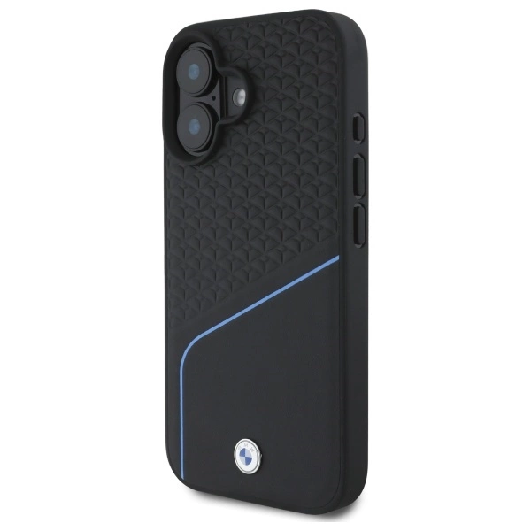 Etui BMW Sign Leather Textured And Line MagSafe na iPhone 16  - czarne