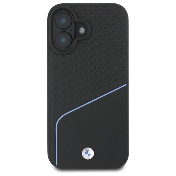 Etui BMW Sign Leather Textured And Line MagSafe na iPhone 16  - czarne