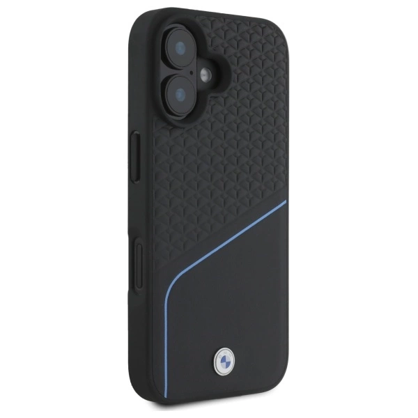 Etui BMW Sign Leather Textured And Line MagSafe na iPhone 16  - czarne