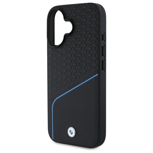 Etui BMW Sign Leather Textured And Line MagSafe na iPhone 16  - czarne