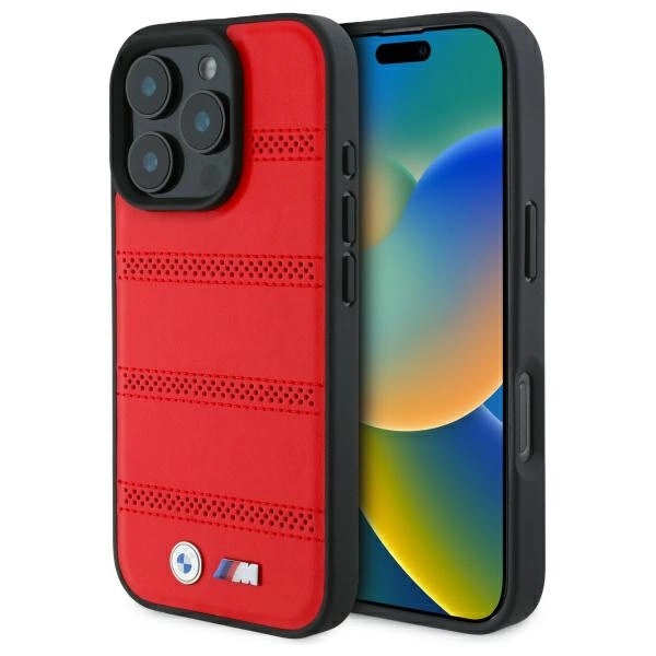 Etui BMW M Perforated And Stitched Line MagSafe na iPhone 16 Pro Max - czerwone